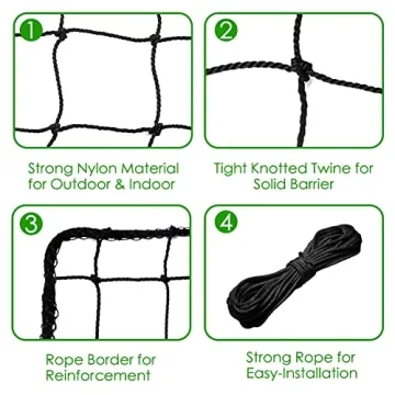 Heavy Duty Baseball Softball Backstop Nets - Wiseek 15'x50'