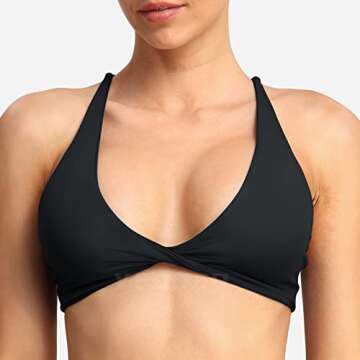 YEOREO Women's Sports Bra Twist Front Bra Strappy Criss Cross Back Bra Removable Padded Yoga Crop Top Black M