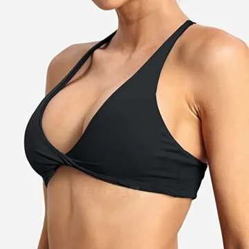 YEOREO Women's Sports Bra Twist Front Bra Strappy Criss Cross Back Bra Removable Padded Yoga Crop Top Black M