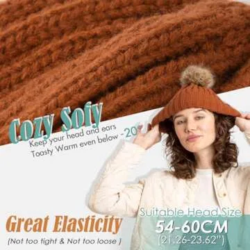 FURTALK Womens Satin Lined Knitted Beanie with Pom