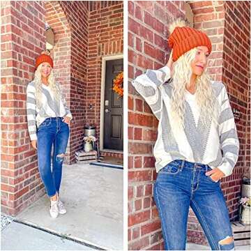 FURTALK Womens Satin Lined Knitted Beanie with Pom