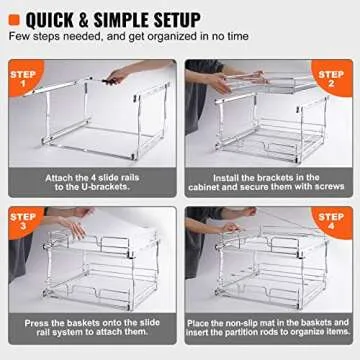 VEVOR 2 Tier 19"W x 20"D Pull Out Cabinet Organizer, Heavy Duty Slide Out Pantry Shelves, Chrome-Plated Steel Roll Out Drawers, Sliding Drawer Storage for Inside Kitchen Cabinet, Bathroom, Under Sink