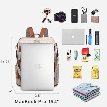 MKP COLLECTION Women Fashion Backpack Purse Convertible Large Ladies Rucksack Versatile Travel Shoulder Bags Handbag Set with Tassel (2pcs)