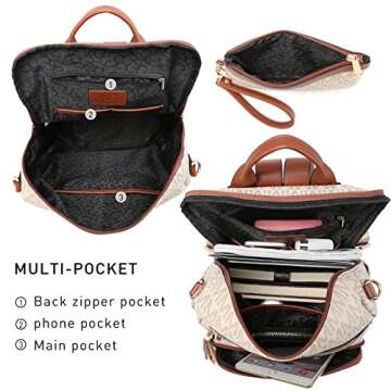 MKP COLLECTION Women Fashion Backpack Purse Convertible Large Ladies Rucksack Versatile Travel Shoulder Bags Handbag Set with Tassel (2pcs)