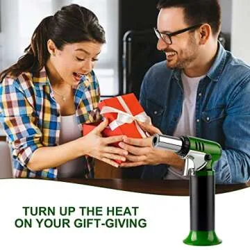 Koackl Butane Torch with Fuel Gauge, Refillable Kitchen Lighter Safety Lock and Adjustable Flame, One-handed Operation Blow for Creme Brulee, BBQ(Butane Gas Is Not Included)