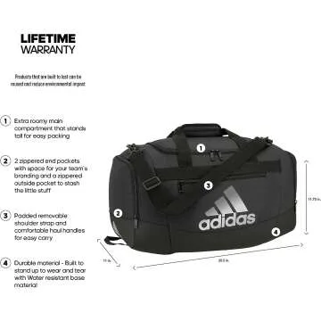 adidas Defender 4 Small Duffel Bag - Black/Silver