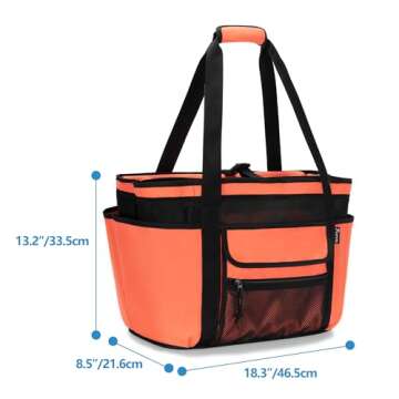 Fasrom XL Beach Tote Bag with Cooler Compartment, Large Mesh Beach Pool Bag with Wet & Dry Separation for Swim, Travel, Orange (Patent Design, Empty Bag Only)