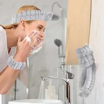 CERETIA Face Wash Set - Microfiber Headband, Wristbands with Holder for Comfortable Facial Cleansing