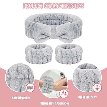 CERETIA Face Wash Set - Microfiber Headband, Wristbands with Holder for Comfortable Facial Cleansing