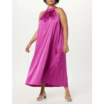 The Drop Women's Arlette Silky Stretch Halter Maxi Dress