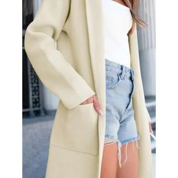ANRABESS Women Cardigan Open Front Oversized Casual Knit Hoodie Sweater Coatigan Lady Coat 2025 Fall Trendy Outerwear White 957mibai-XS