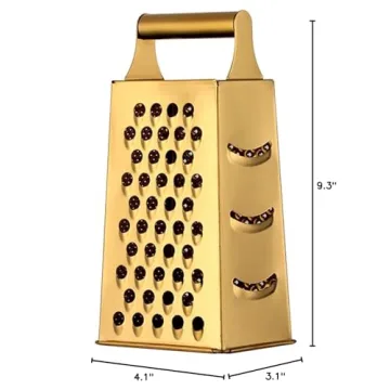Gold Stainless Steel 4-Sided Grater: Multi-Functional Kitchen Tool