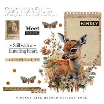 Jokvaex Vintage Stickers, 500 Pcs Mini Scrapbook Supplies, Junk Journaling & Decoupage Stickers, Brown, 20238214