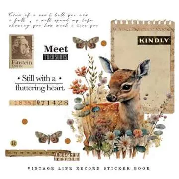 Jokvaex Vintage Stickers, 500 Pcs Mini Scrapbook Supplies, Junk Journaling & Decoupage Stickers, Brown, 20238214