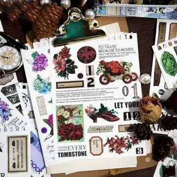 Jokvaex Vintage Stickers, 500 Pcs Mini Scrapbook Supplies, Junk Journaling & Decoupage Stickers, Brown, 20238214