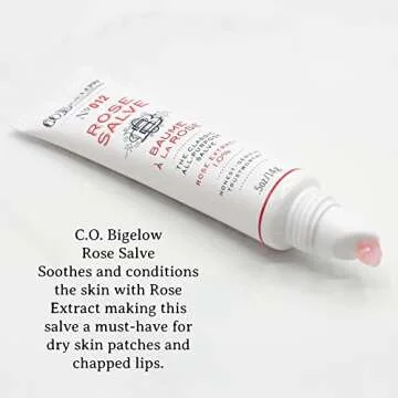 C.O. Bigelow Rose Salve Lip Balm Tubes 3 Pack, All Purpose Salves Moisturizing for Chapped Lips and Dry Skin