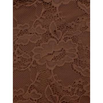 REORIA Women's Summer Fashion Sexy Square Neck Sleeveless Cute Trendy Going Out Lace Bustier Crop Tank Tops Coffee X-Small