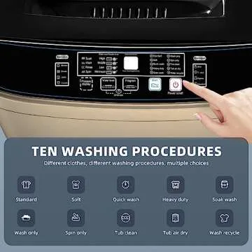Zyerch Portable Washing Machine 2.3 Cu. Ft. Full-Automatic Compact Washer for Apartment, 10 Wash Pro...