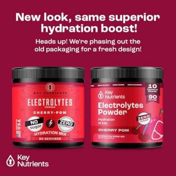 KEY NUTRIENTS Multivitamin Electrolytes Powder No Sugar - Sweet Cherry Pom Electrolyte Powder - Endu...