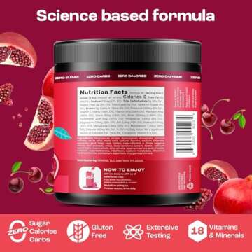 KEY NUTRIENTS Multivitamin Electrolytes Powder No Sugar - Sweet Cherry Pom Electrolyte Powder - Endurance & Energy Supplement - Hydration Powder - No Calories - 90 Servings - Made in USA