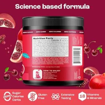 KEY NUTRIENTS Multivitamin Electrolytes Powder No Sugar - Sweet Cherry Pom Electrolyte Powder - Endurance & Energy Supplement - Hydration Powder - No Calories - 90 Servings - Made in USA