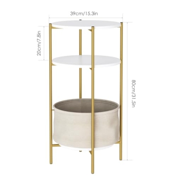 Stylish 3-Tier Round End Table with Detachable Basket