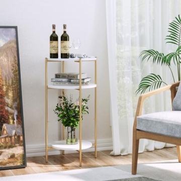 Stylish 3-Tier Round End Table with Detachable Basket
