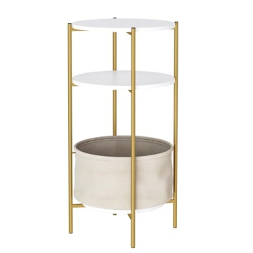 Stylish 3-Tier Round End Table with Detachable Basket