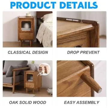 Buzleer Solid Wood Nightstands Ideal for Small Spaces