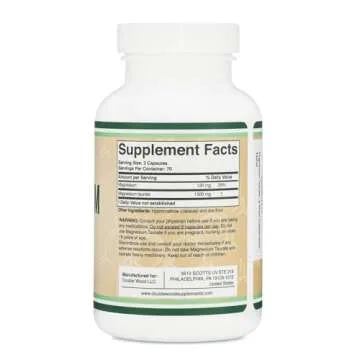 Magnesium Taurate Supplement for Cardiovascular Health to Boost Magnesium Levels (1,500mg per Serving, 210 Vegan Capsules) Non-GMO, Gluten Free, by Double Wood Supplements