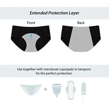 Funcy Women Menstrual Period Protective Panties Leakproof Brief Postpartum Bleeding Underwear(3Black, XX-Large)
