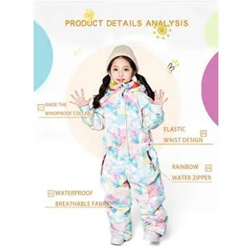 SEARIPE Girls and Boy's Snowsuits One Piece Jumpsuit Winter Warm Ski Suit Kids Toddler Waterproof Overall Outdoor(Yezi,150)