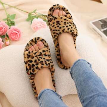 Litfun Women's Orthopedic Slippers with Arch Support Adjustable Open Toe House Shoes for Plantar Fas...