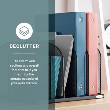 Safco Onyx Mesh 5 Sort Vertical Organizer for Desk