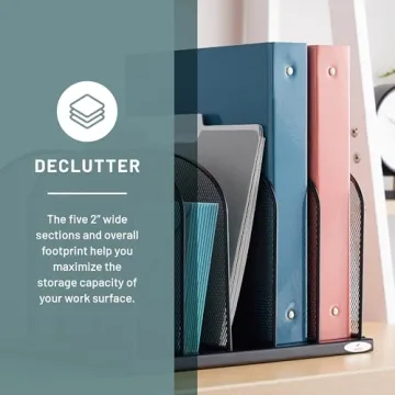 Safco Onyx Mesh 5 Sort Vertical Organizer for Desk