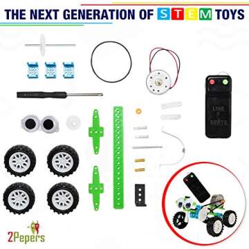 2Pepers Electric Motor Robotic Science Kits for Kids (4-in-1), DIY STEM Toys Kids Science Experiment Kits,Building Educational Robotics Kit for Boys and Girls,Circuit Engineering Science Project Kits