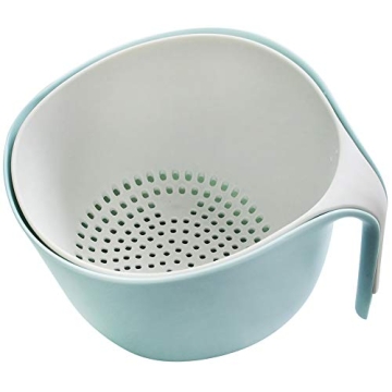 Zeakone 2-in-1 Large Nest Washing Colander Bowl Sets & Food Strainers with Long Good Grips, Kitchen ...