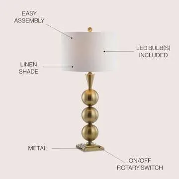 JONATHAN Y JYL3021A Mackenzie 33" Metal LED Table Lamp Contemporary Transitional Bedside Desk Nights...