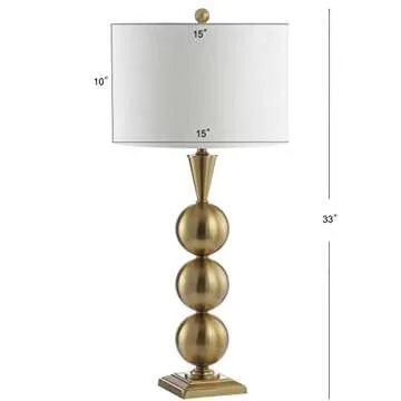 JONATHAN Y JYL3021A Mackenzie 33" Metal LED Table Lamp Contemporary Transitional Bedside Desk Nightstand Lamp for Bedroom Living Room Office College Bookcase LED Bulb Included, Brass Gold