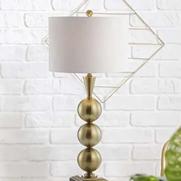 JONATHAN Y JYL3021A Mackenzie 33" Metal LED Table Lamp Contemporary Transitional Bedside Desk Nightstand Lamp for Bedroom Living Room Office College Bookcase LED Bulb Included, Brass Gold