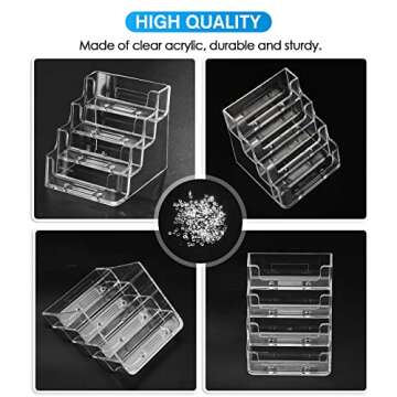 MaxGear Clear Business Card Holder, Acrylic Business Card Stand for Desk with 4 Tier, Clear Plastic ...