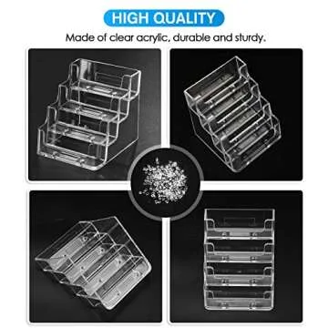 MaxGear Clear Business Card Holder Set | Elegant 4 Tier Acrylic Stand for 320 Cards