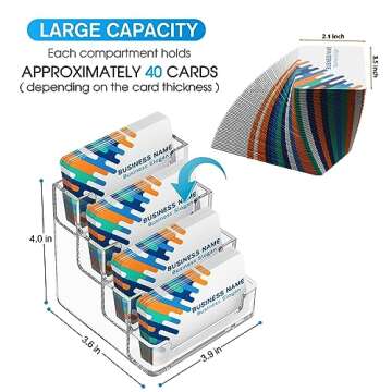 MaxGear Clear Business Card Holder, Acrylic Business Card Stand for Desk with 4 Tier, Clear Plastic Cards Display Holder for Exhibition, Home and Office, 320 Cards Capacity, 4 Pocket, 2 Pack