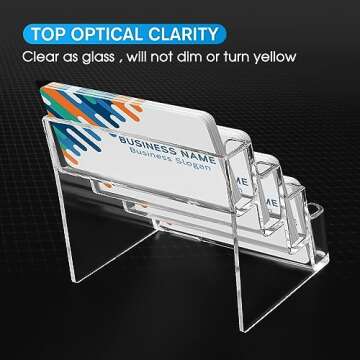 MaxGear Clear Business Card Holder, Acrylic Business Card Stand for Desk with 4 Tier, Clear Plastic Cards Display Holder for Exhibition, Home and Office, 320 Cards Capacity, 4 Pocket, 2 Pack