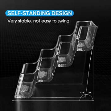 MaxGear Clear Business Card Holder, Acrylic Business Card Stand for Desk with 4 Tier, Clear Plastic Cards Display Holder for Exhibition, Home and Office, 320 Cards Capacity, 4 Pocket, 2 Pack