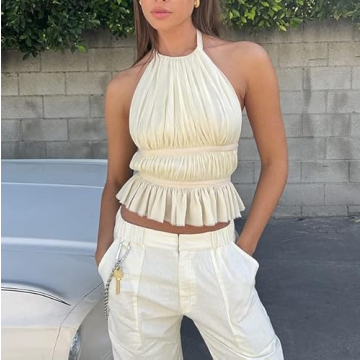 KMBANGI Backless Halter Crop Top for Women - Stylish & Sexy