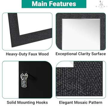 Naomi Home Mosaic Full Length Mirror - 66" L x 32" W Elegant Decorative Wall Mirror