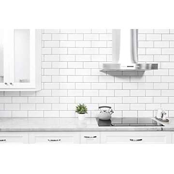 STICKGOO 10-Sheet Peel and Stick Subway Tile, Stick on Tiles Backsplash for Kitchen & Bathroom in White (Thicker Design)
