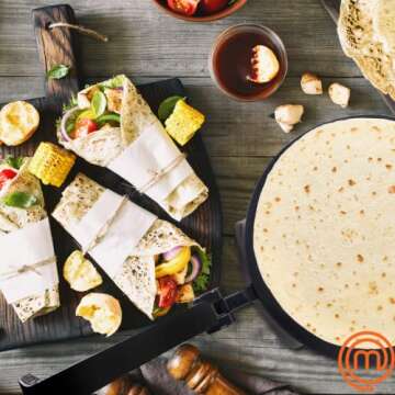 MasterChef Electric Tortilla Maker- Homemade Flatbread, Pitas, Bread, Tortillas- Heavy Duty, Non-stick Cooker Easier than Tortilla Press, Great Birthday Gift