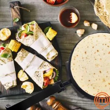 MasterChef Electric Tortilla Maker- Homemade Flatbread, Pitas, Bread, Tortillas- Heavy Duty, Non-stick Cooker Easier than Tortilla Press, Great Birthday Gift